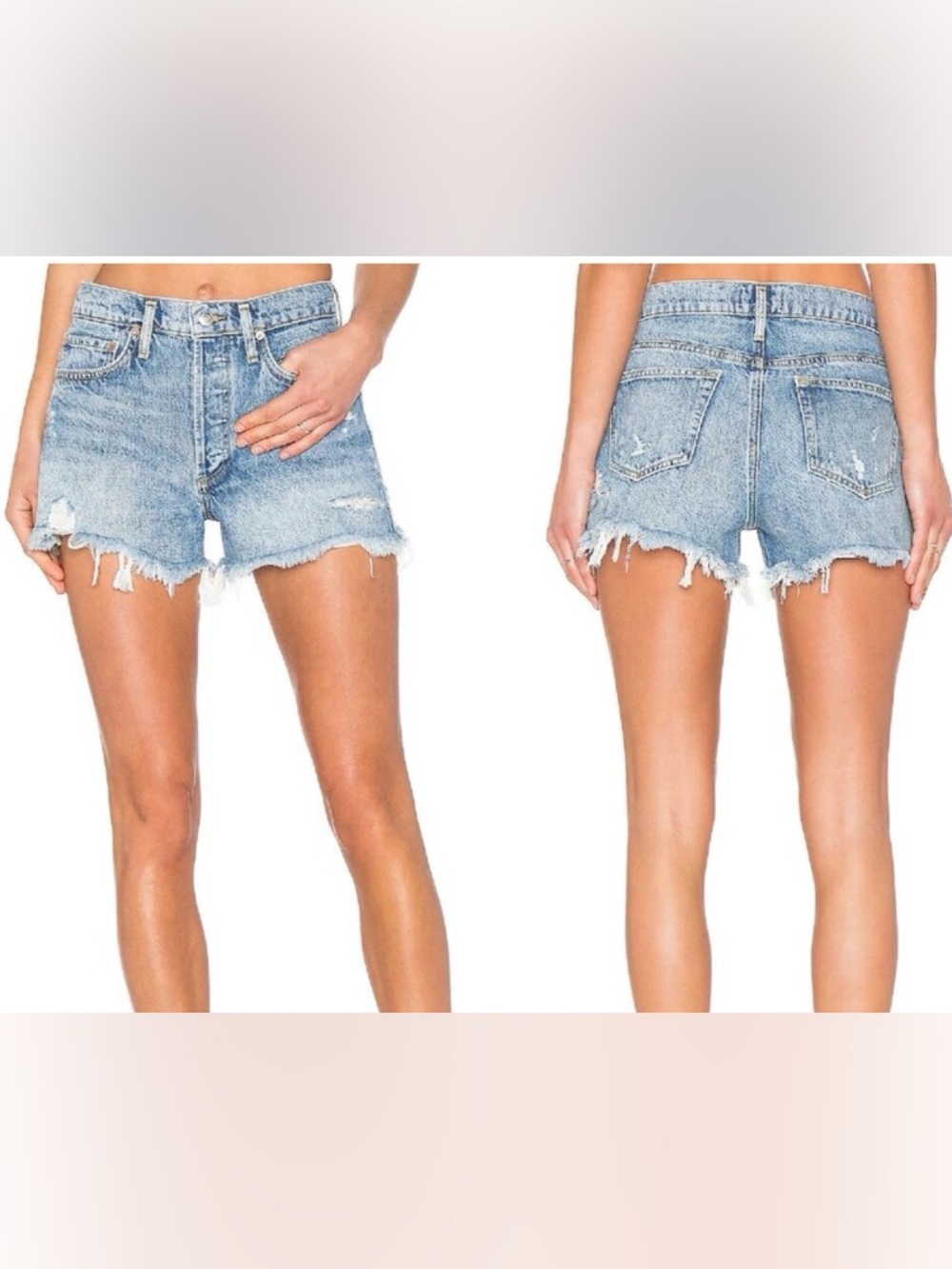 AGOLDE Parker Distressed High Rise Jean Shorts Light Wash | 27